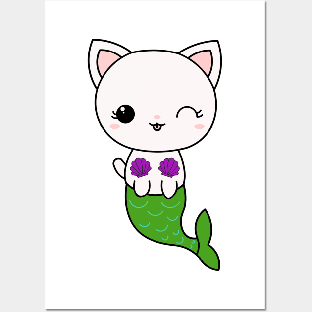 Purrmaid Cat Mermaid Wall Art by charlescheshire